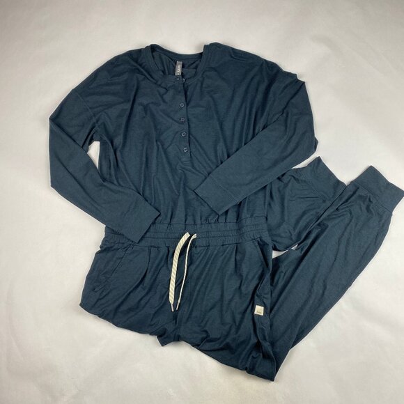 Vuori Womens Jumpsuit Lux Henley Size Small - Blue - Picture 1 of 16